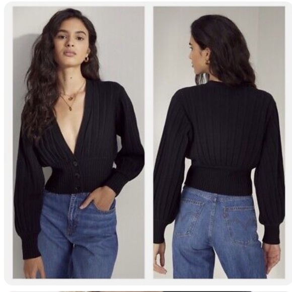 Wilfred Plunge Front Cardigan Black S - Picture 2 of 11